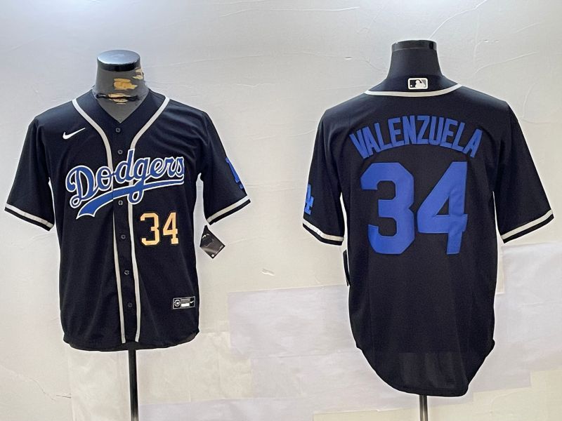 Men Los Angeles Dodgers 34 Valenzuela Black Game 2024 Nike MLB Jersey style 11204